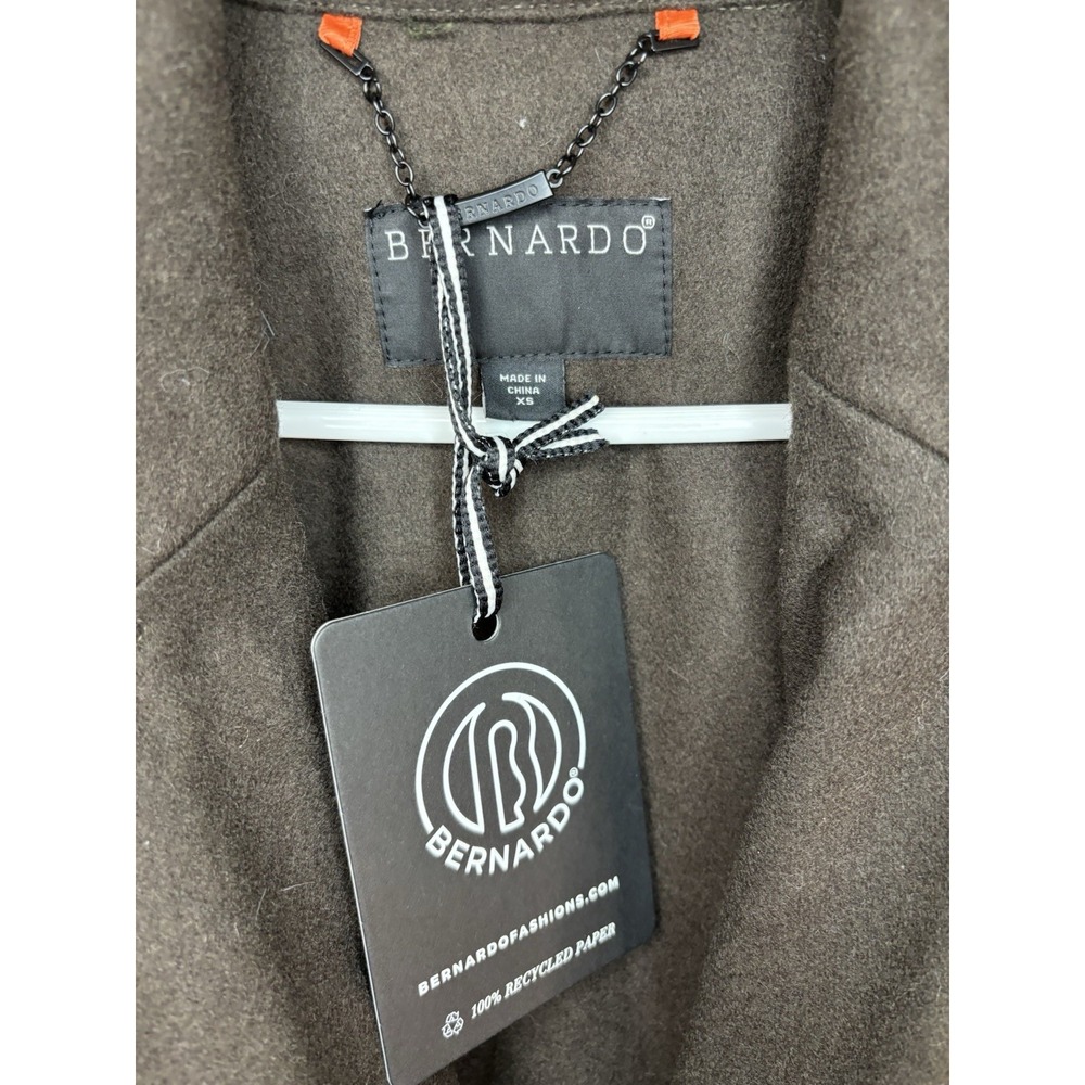 Women's Bernardo‎ Plaid Trench Coat Wool Blend Wrap Women's XS Green & Brown NWT - Picture 6 of 11